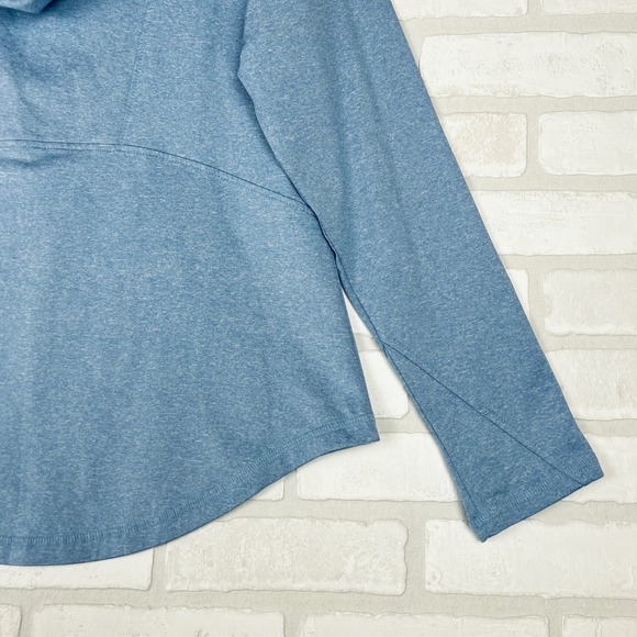 Storm Creek Womens Blue Heathered Quarter Zip Hoodie Thumbhole Active Top Large - Picture 9 of 15